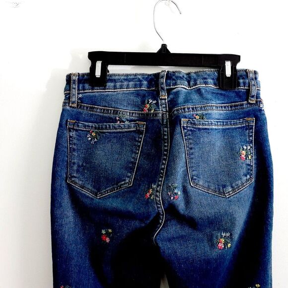 GAP Girls Denim Embroidered Floral Stretch High Rise Ankle Jegging  14 - Picture 5 of 9